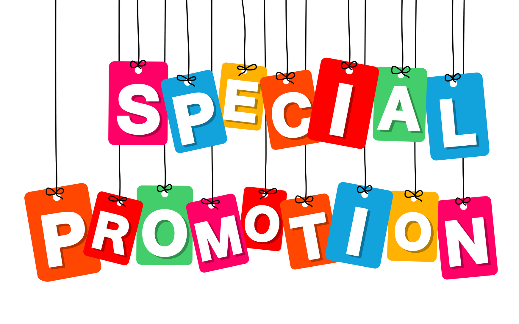 Vector colorful hanging cardboard. Tags - special promotion - Thị Trường Sỉ